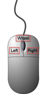 mouse with right, left and wheel marked