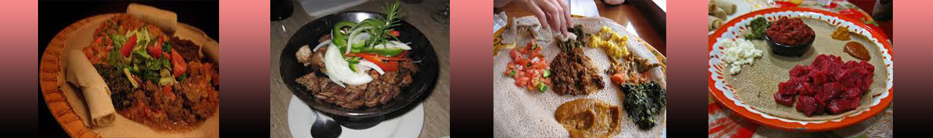 a banner with pictures of Ethiopian food